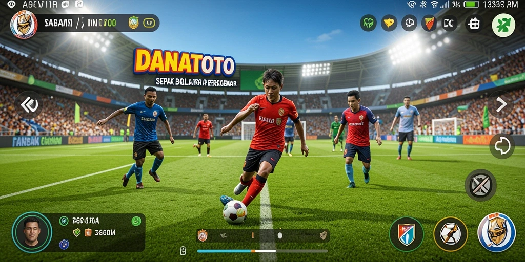 Tampilan gameplay yang menegangkan di lapangan sepak bola.