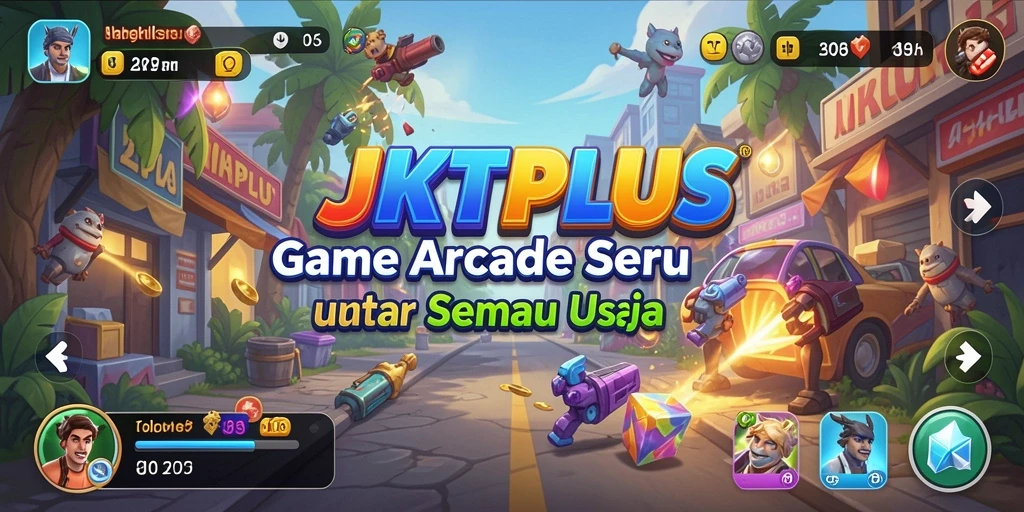 Gameplay seru JKTPLUS dengan grafis warna-warni dan karakter lucu.