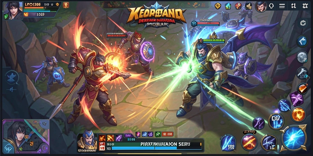 Tangkapan layar gameplay LPO138 dengan pertempuran seru antar karakter MOBA.