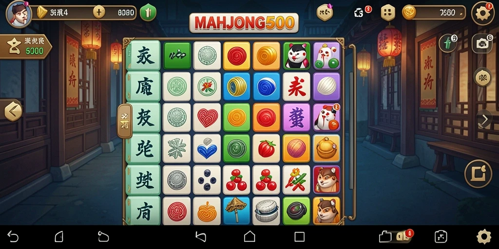 Tampilan menarik dari gameplay MAHJONG500, seru dan menantang.
