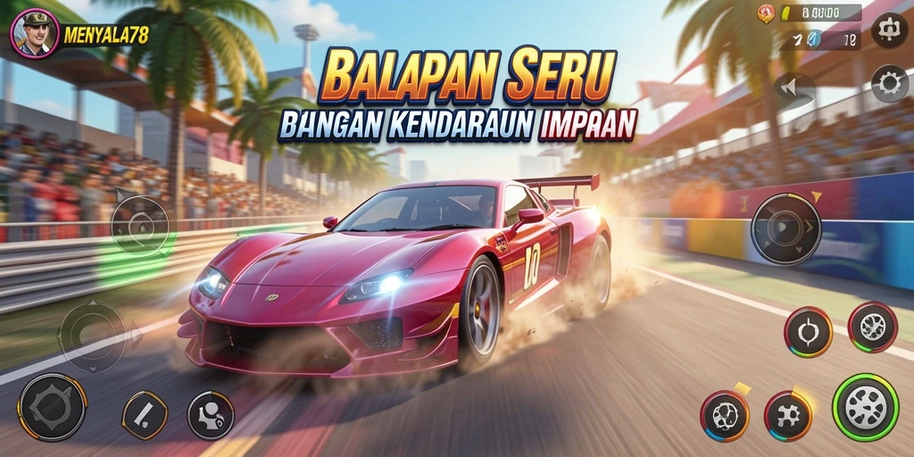Tampilan menyenangkan dari gameplay Racing di MENYALA78.